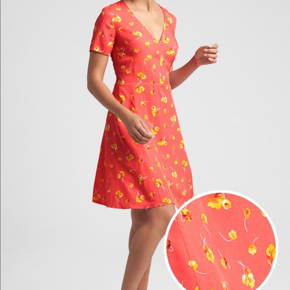 GAP Coral Red Floral Mini Dress